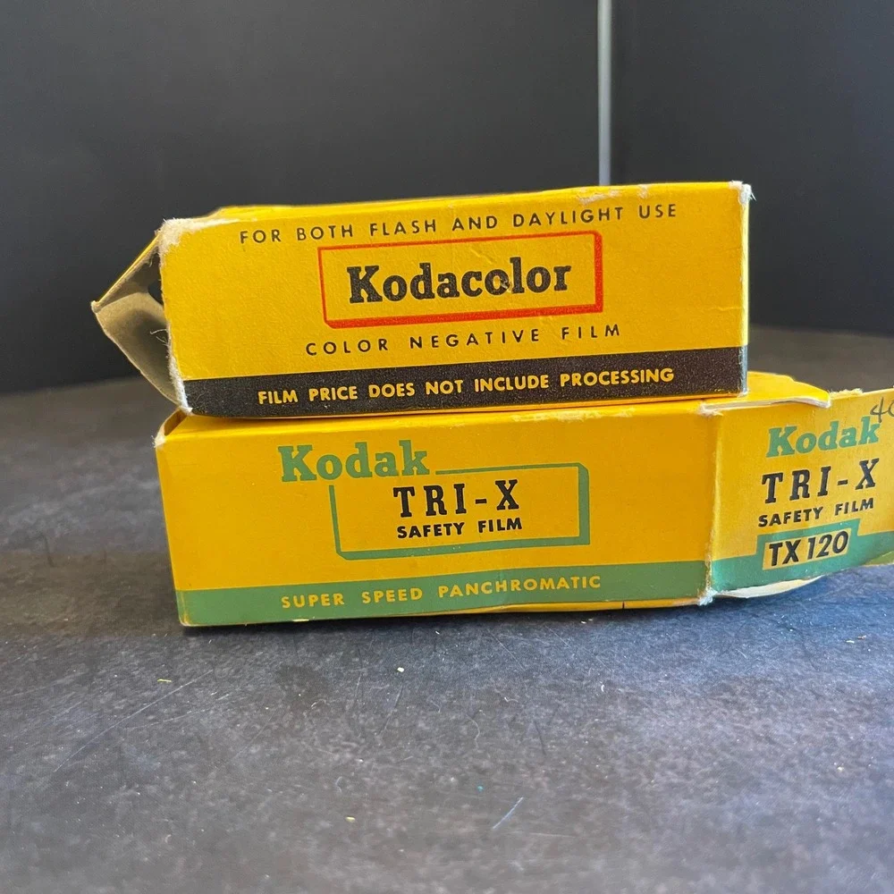 Vintage Camera Film Prop Lot Kodak Kodaslide Kodachrome Tri-X Polaroid Boxed